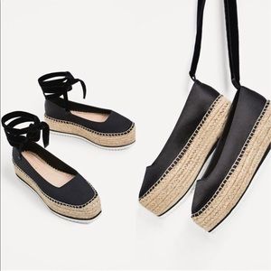 ZARA satin tied platform espadrilles!